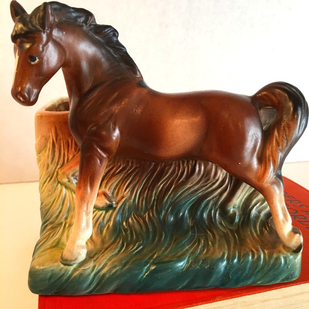 CERAMIC HORSE PLANTER VINTAGE